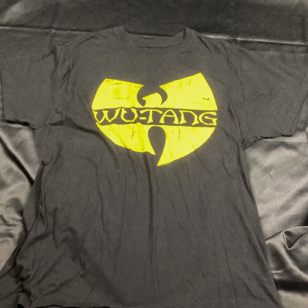 Wu-Tang Clan Graphic T-Shirt Mens XL Black Yellow Distressed Logo Hip Hop Tee